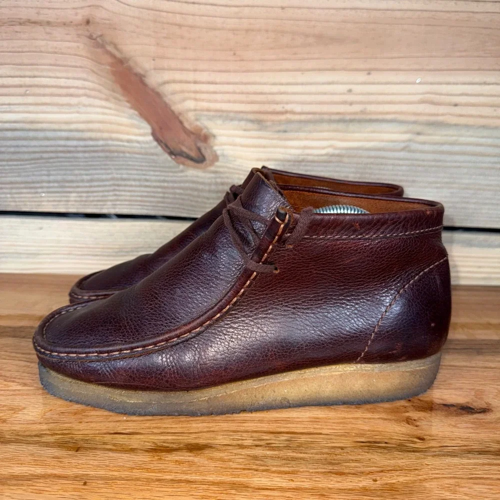 Clarks Originals Men's 10 Chukka Boots Wallabee Dark Brown Pebbled Leather Crepe